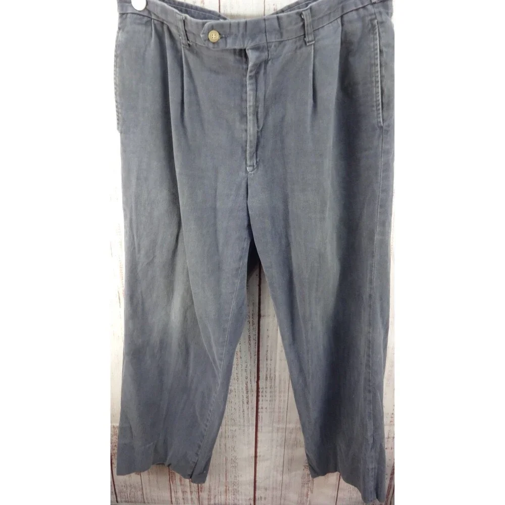 Berle Tailored Men’s Blue Dress Pants 36 X 26 Flat Front Preppy Business Faded